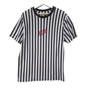 Guess Originals Men's Shirt Size M Navy White Stripe Tee Red Logo Y2K Retro